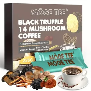 MOGE TEE 14 Mushroom Coffee – Black Truffle Latte Cold Brew Arabica (8oz | 15 Packets)