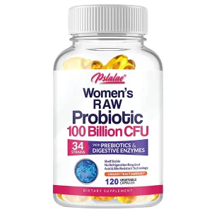Raw Probiotics for Women – 100 Billion CFU with Prebiotics & Digestive Enzymes for Gut, Immune & Urinary Health (120 Capsules)